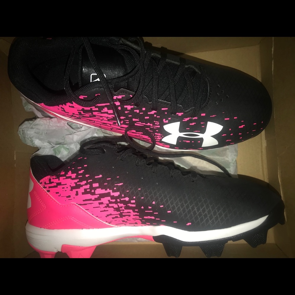 Black and pink UnderAmour  softball cleats